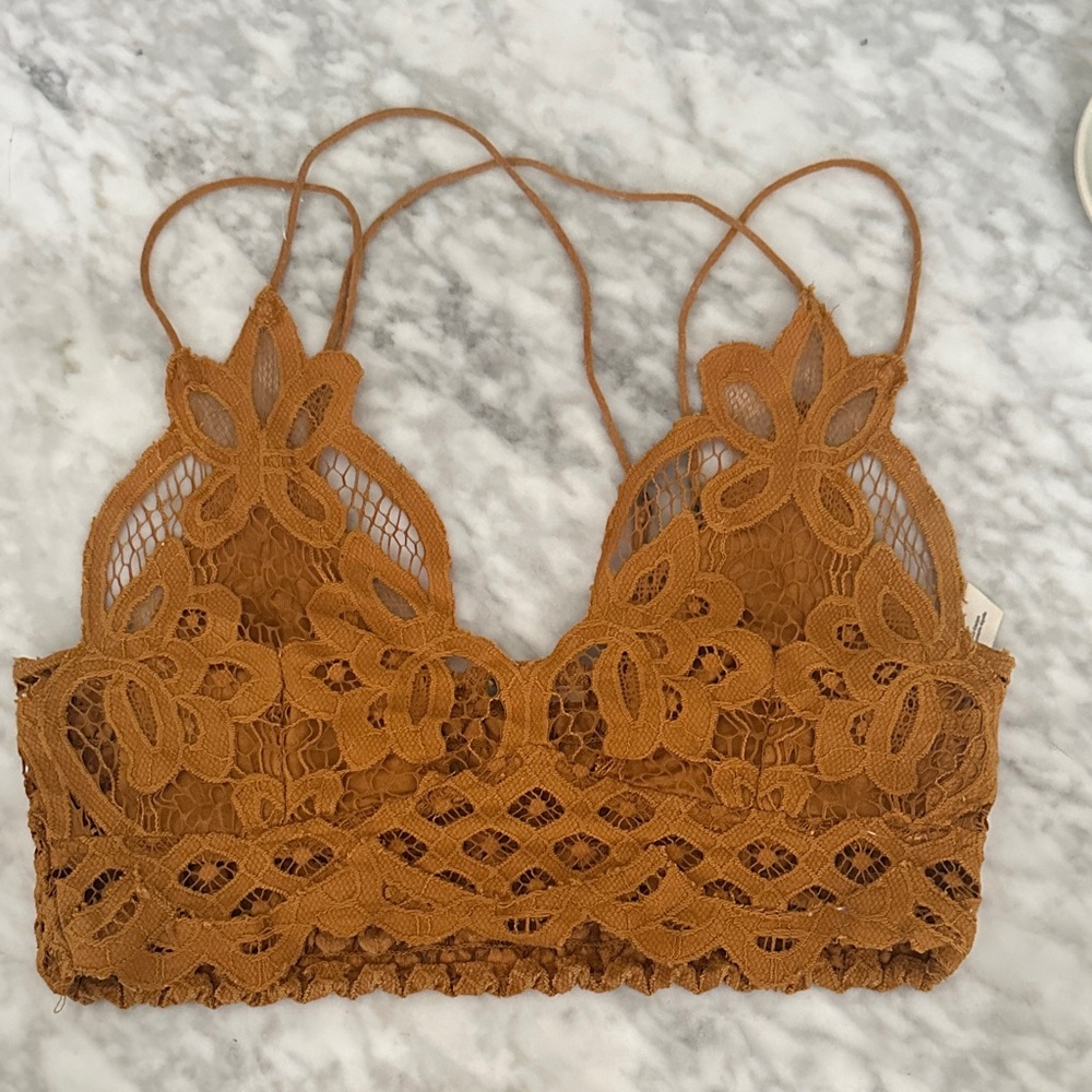Free People Lace Bralette in Mustard